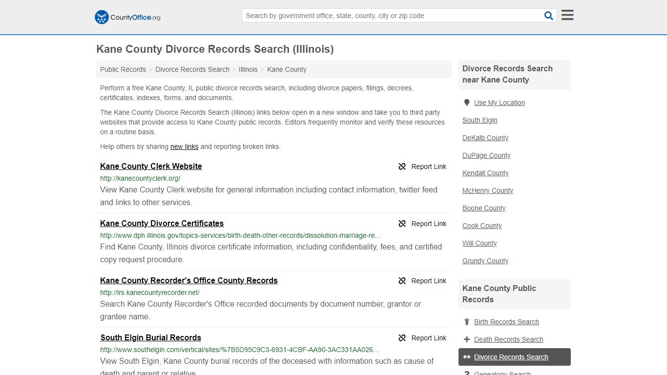 Divorce Records Search - Kane County, IL (Divorce ...